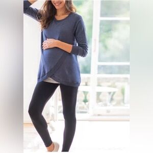Seraphine Maternity Blue Cotton Blend Maternity and Nursing Sweatshirt size S